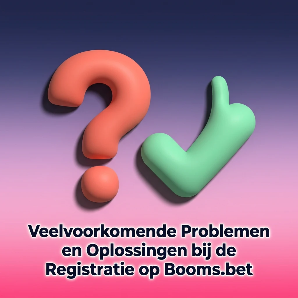 Table showing common Booms.bet registration problems and solutions, including email issues, blocked accounts, and document uploads.